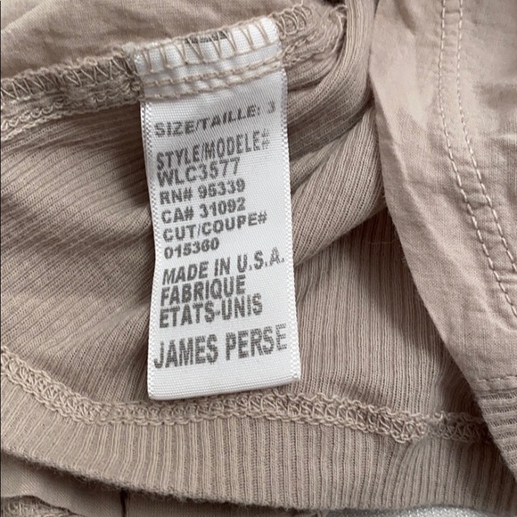 James Perse Clean Contrast Panel beige fitted button down shirt - Picture 7 of 9